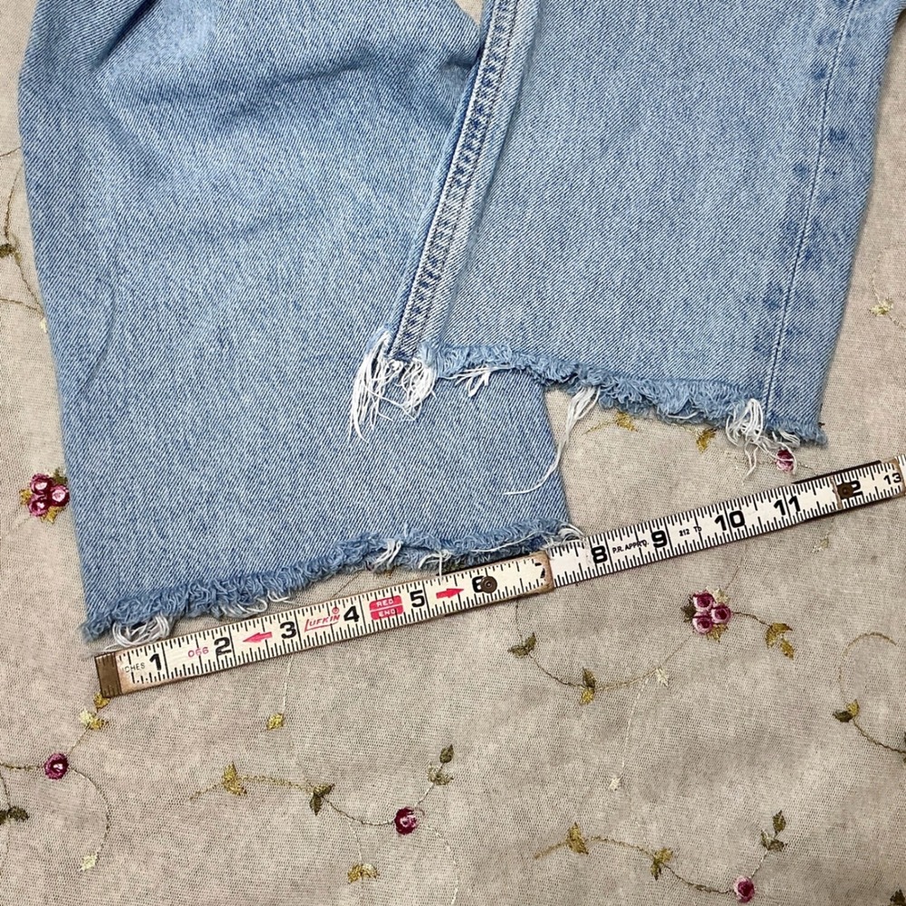 AGOLDE‎ 90s High Rise Straight Leg Crop Light Wash Raw Hem Jeans Size 23 - Picture 6 of 12